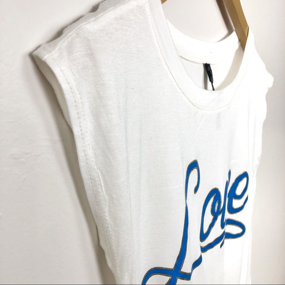 “ Love “ Script Graphic Soft Tee Blue Gold Cream - Picture 9 of 10
